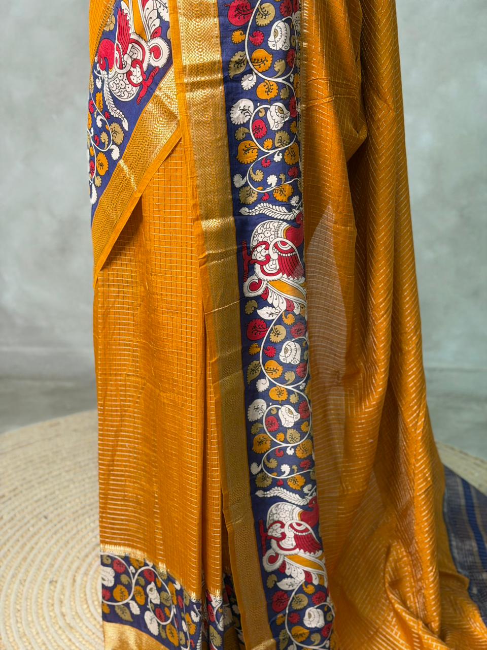 Mustard yellow chanderi silk saree -PBR18P