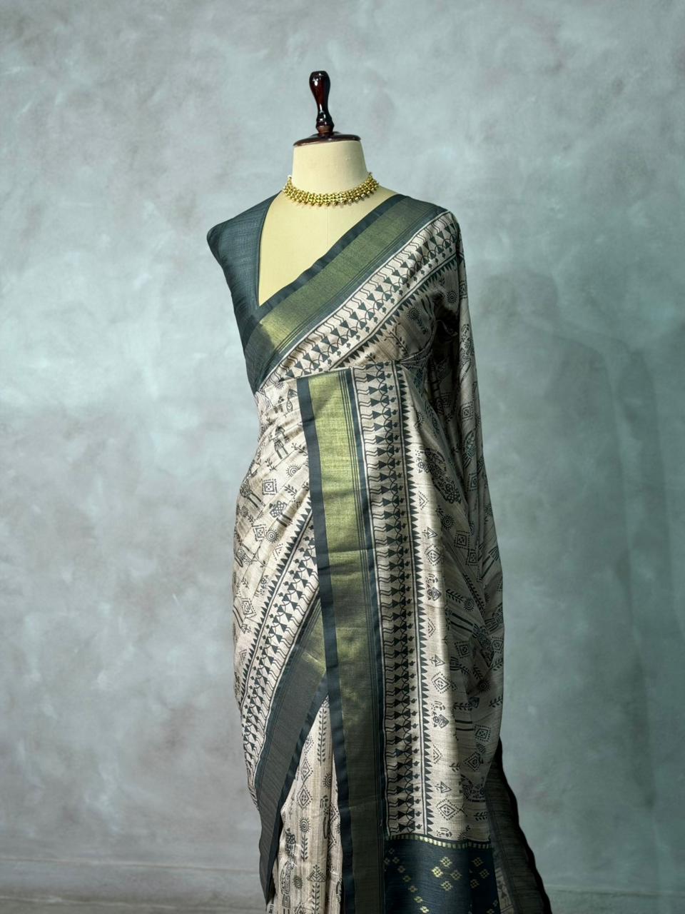 Tribal Printed silk cotton saree -PBR19D