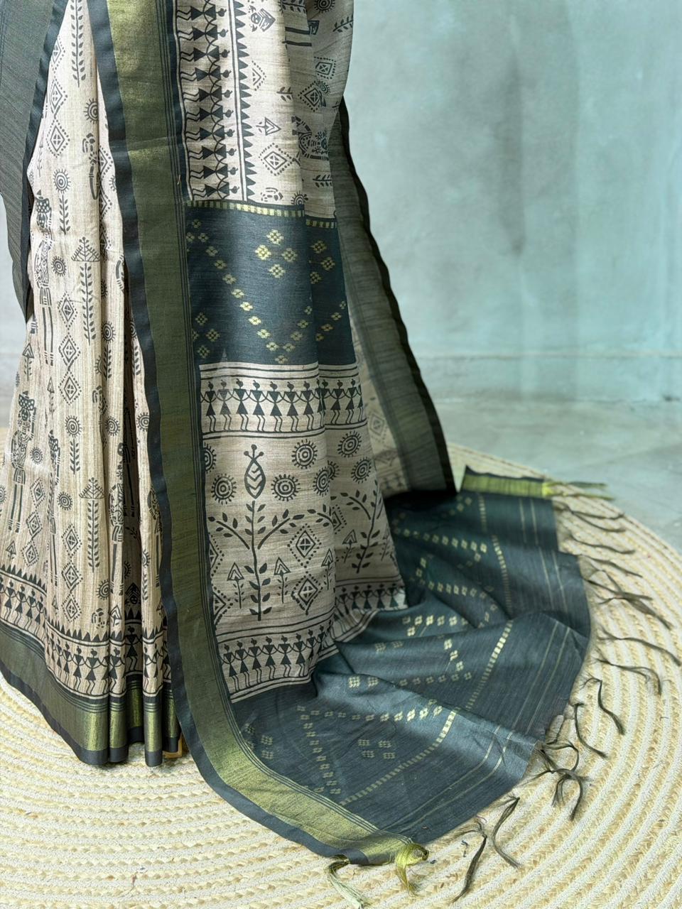 Tribal Printed silk cotton saree -PBR19D