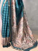 Peacock blue silk cotton saree -PBR20