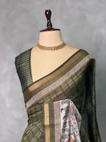 Deep green silk cotton saree -PBR20B