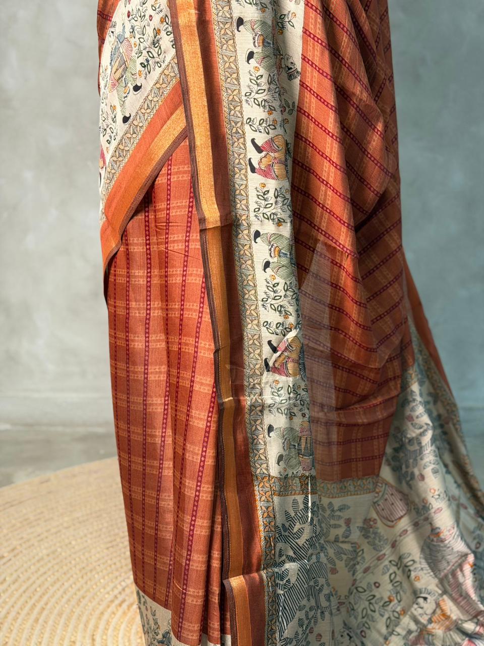 Brown silk cotton saree -PBR20D