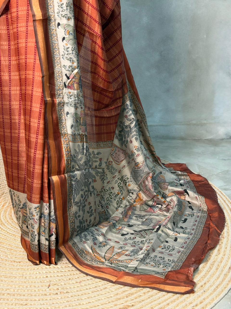 Brown silk cotton saree -PBR20D