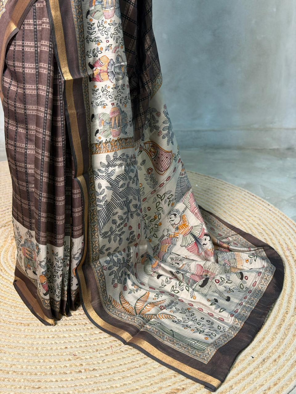 Brown silk cotton saree -PBR20E