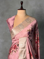Pink semi tusser silk saree -PBR21