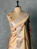 Light gold semi tusser silk saree -PBR21A