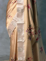 Light gold semi tusser silk saree -PBR21A