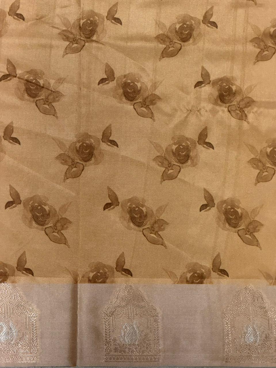 Light gold semi tusser silk saree -PBR21A