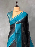 Black and Blue silk saree - PBR22C