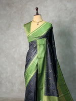Black and Green silk saree - PBR22A