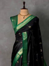 Black and Green silk saree - PBR23C