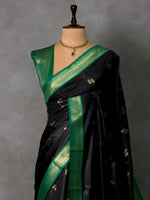 Black and Green silk saree - PBR23C