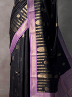Black and Lavender silk saree - PBR24D