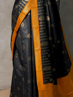 Black and Mustard Yellow silk saree - PBR24