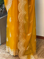 Yellow organza saree- PBR25A