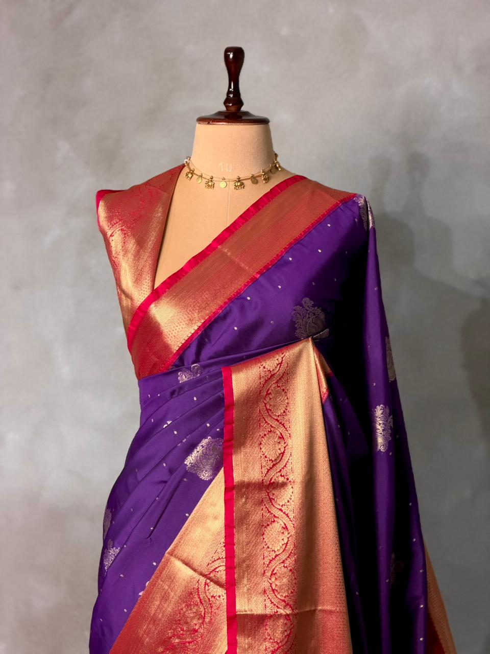 Violet and Rani Pink kanchipuram silk saree- PSSR298