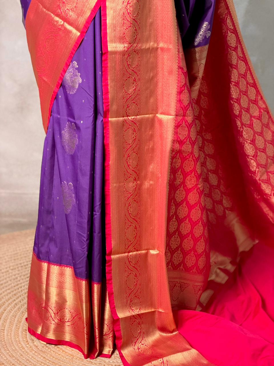 Violet and Rani Pink kanchipuram silk saree- PSSR298