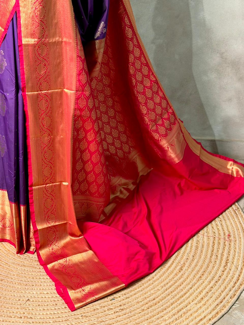 Violet and Rani Pink kanchipuram silk saree- PSSR298