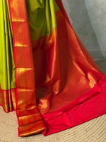 Parrot Green and Red Pink kanchipuram silk saree- PSSR333