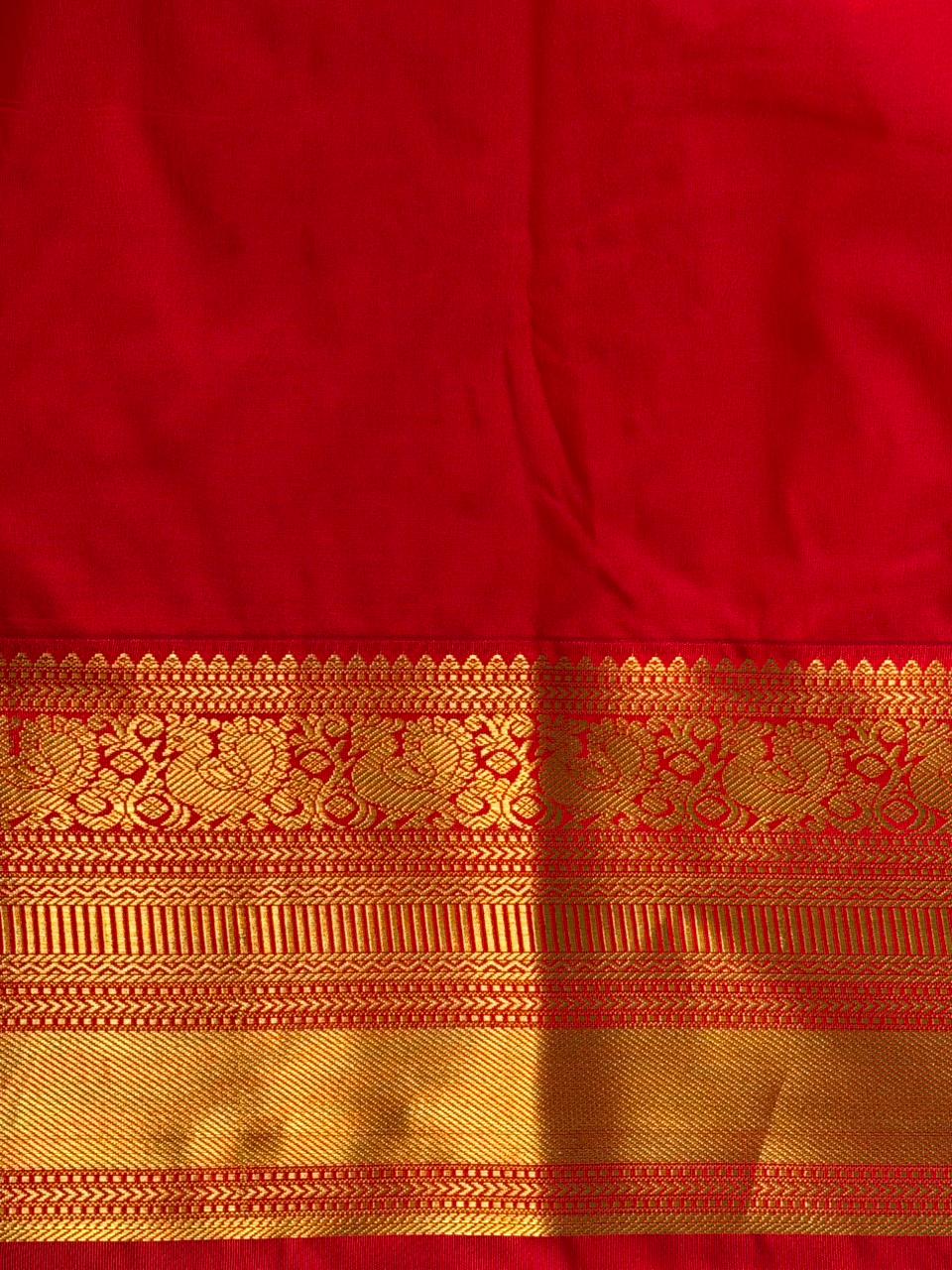 Parrot Green and Red Pink kanchipuram silk saree- PSSR333