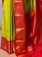 Parrot Green and Red Pink kanchipuram silk saree- PSSR333