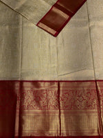 Sandal and maroon red Tissue Kanchipuram saree- PBRIDE44F