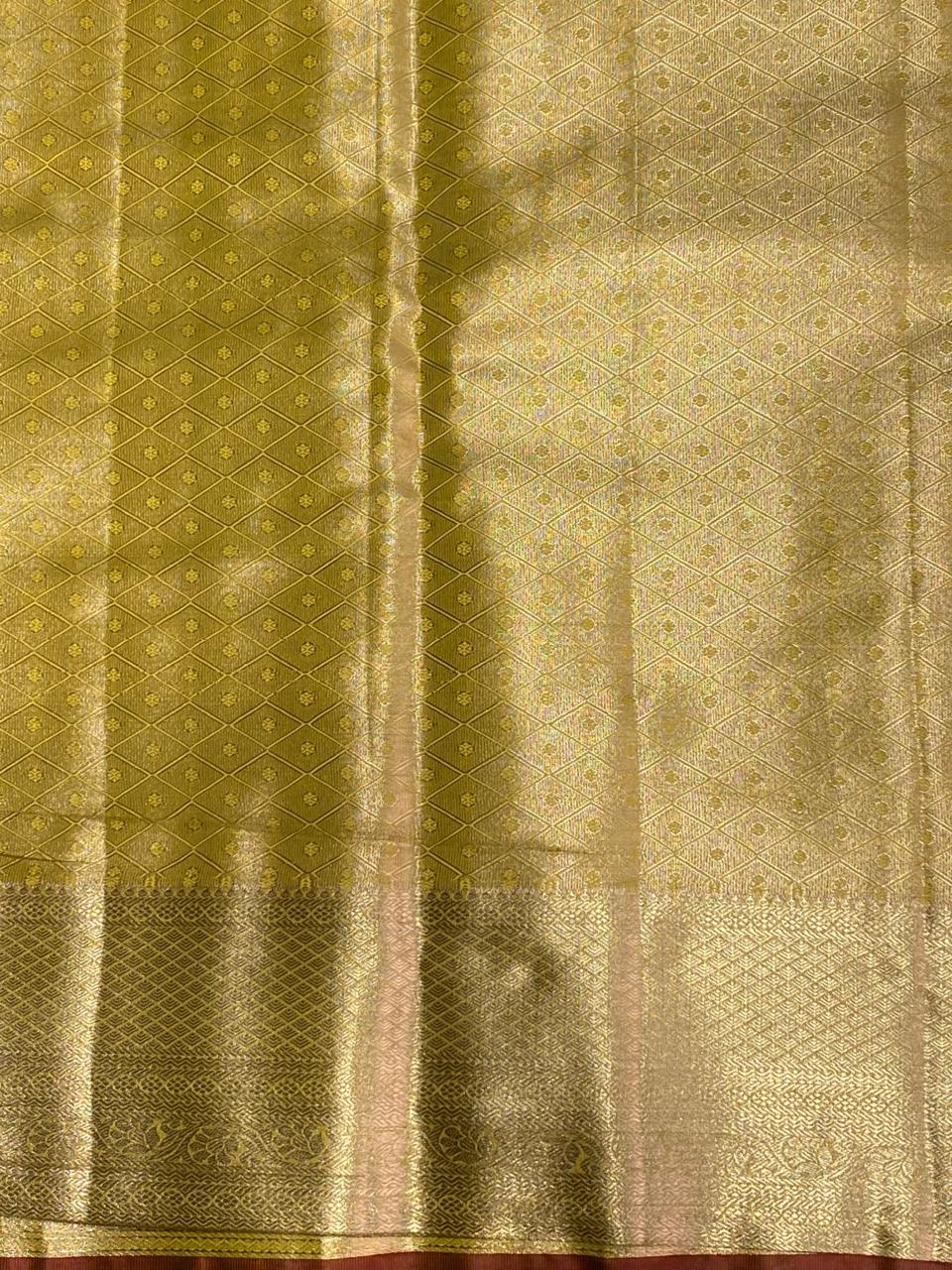 Greenish Gold Tissue Kanchipuram saree- PBRIDE44G