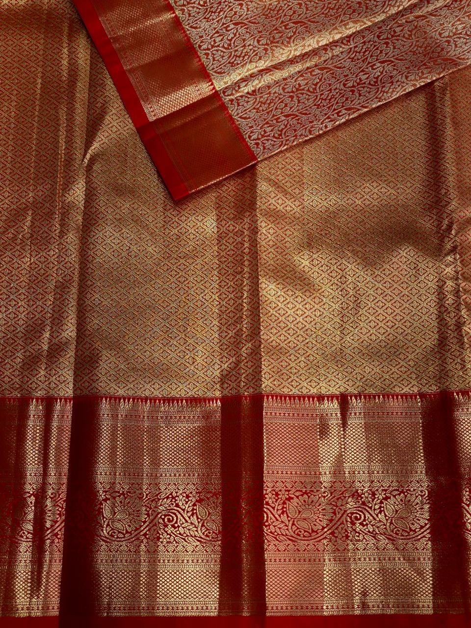 Red Tissue Kanchipuram saree- PBRIDE47C