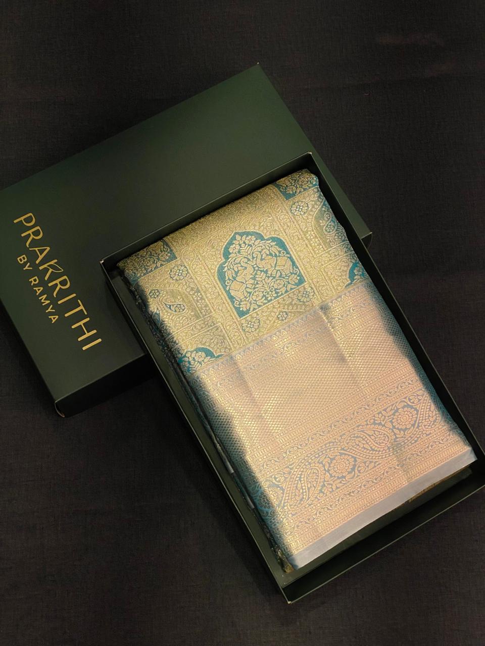 Blue Tissue Kanchipuram saree- PBRIDE44I