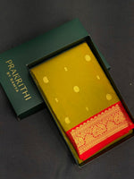 Parrot Green and Red Pink kanchipuram silk saree- PSSR334