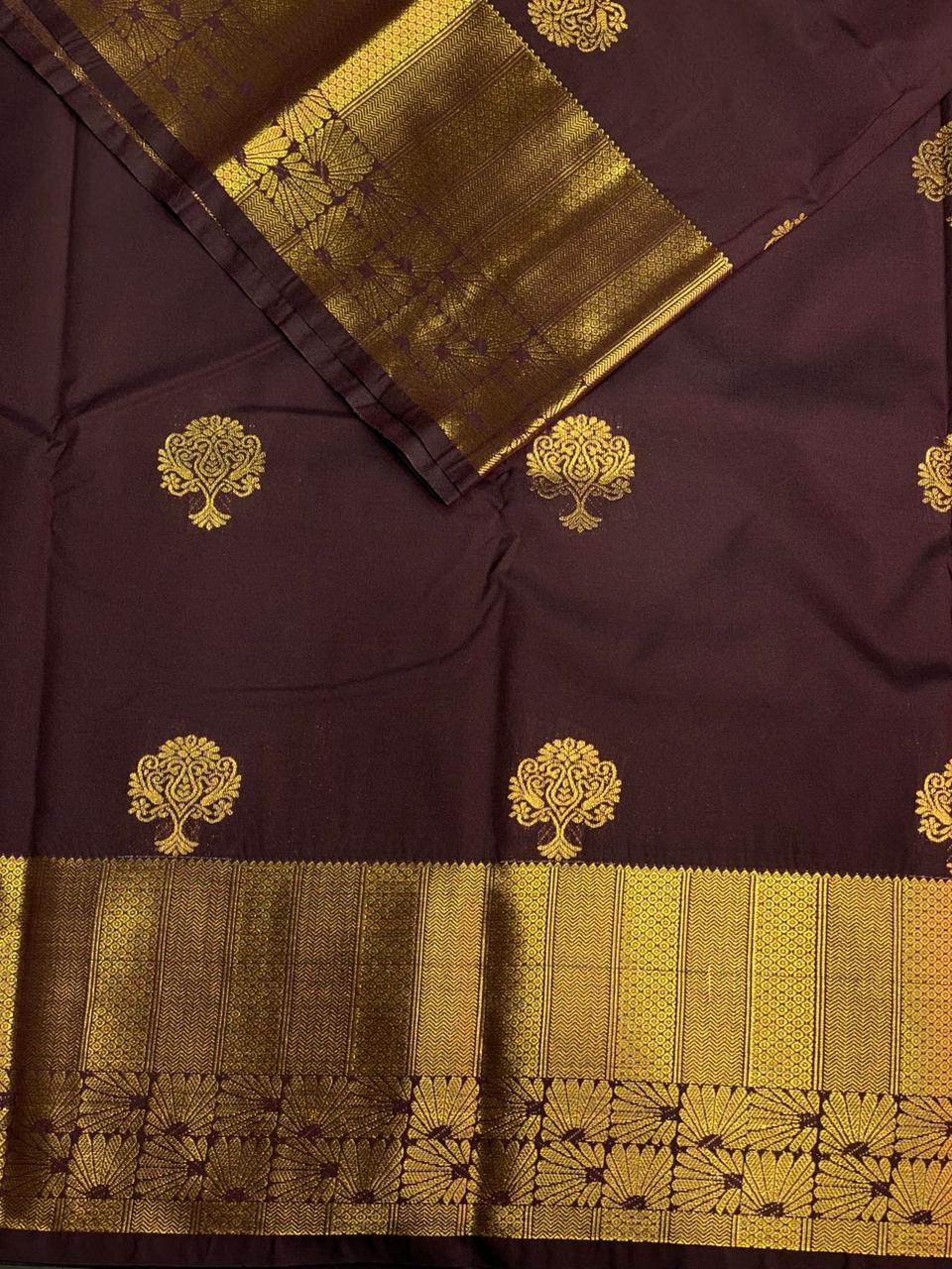 Brown kanchipuram silk saree- PSSR337