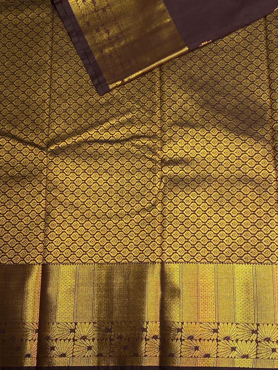 Brown kanchipuram silk saree- PSSR337