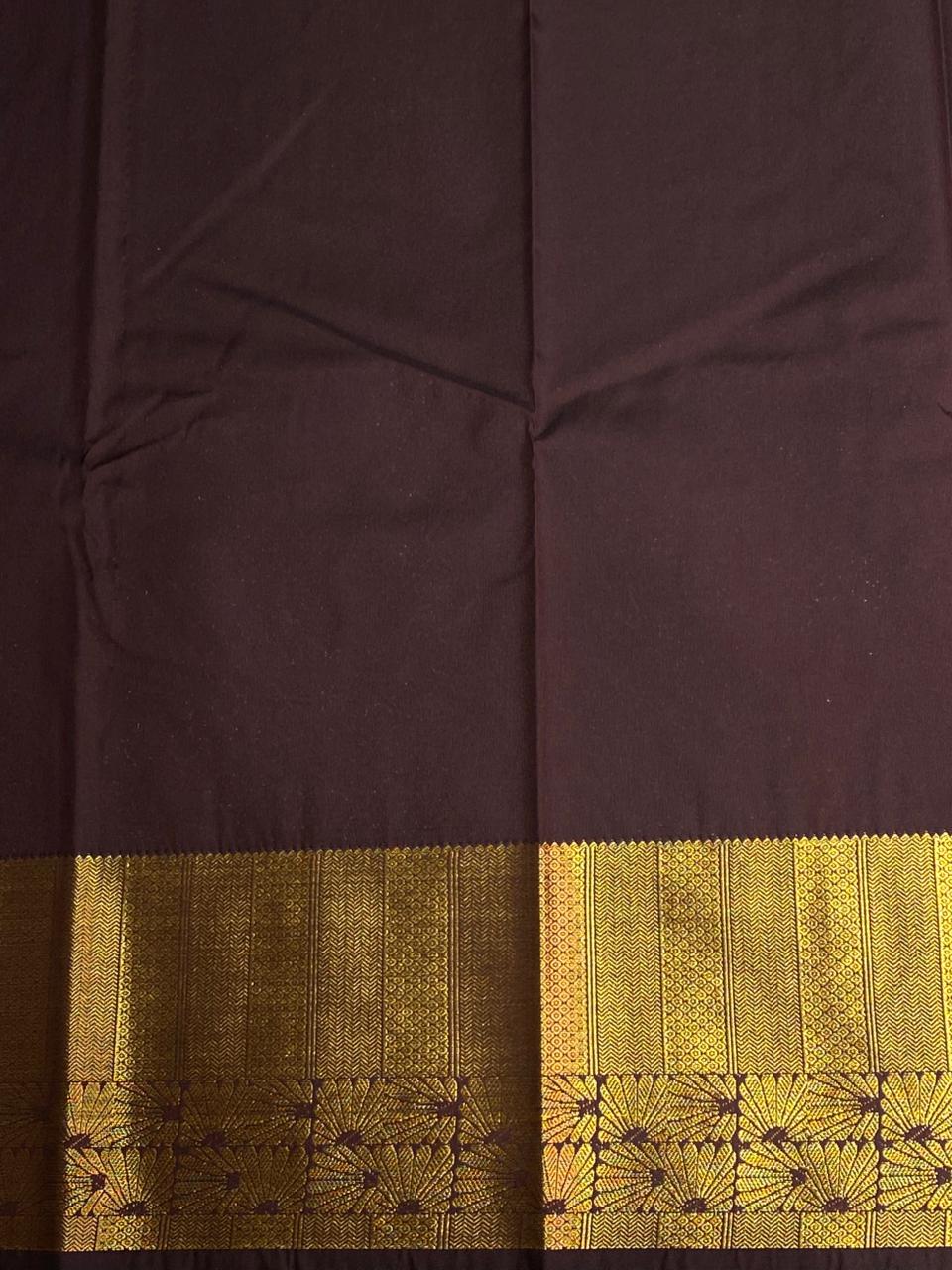 Brown kanchipuram silk saree- PSSR337