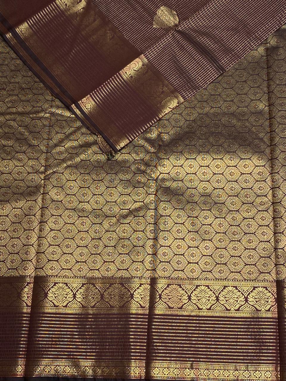 Brown kanchipuram silk saree- PSSR338
