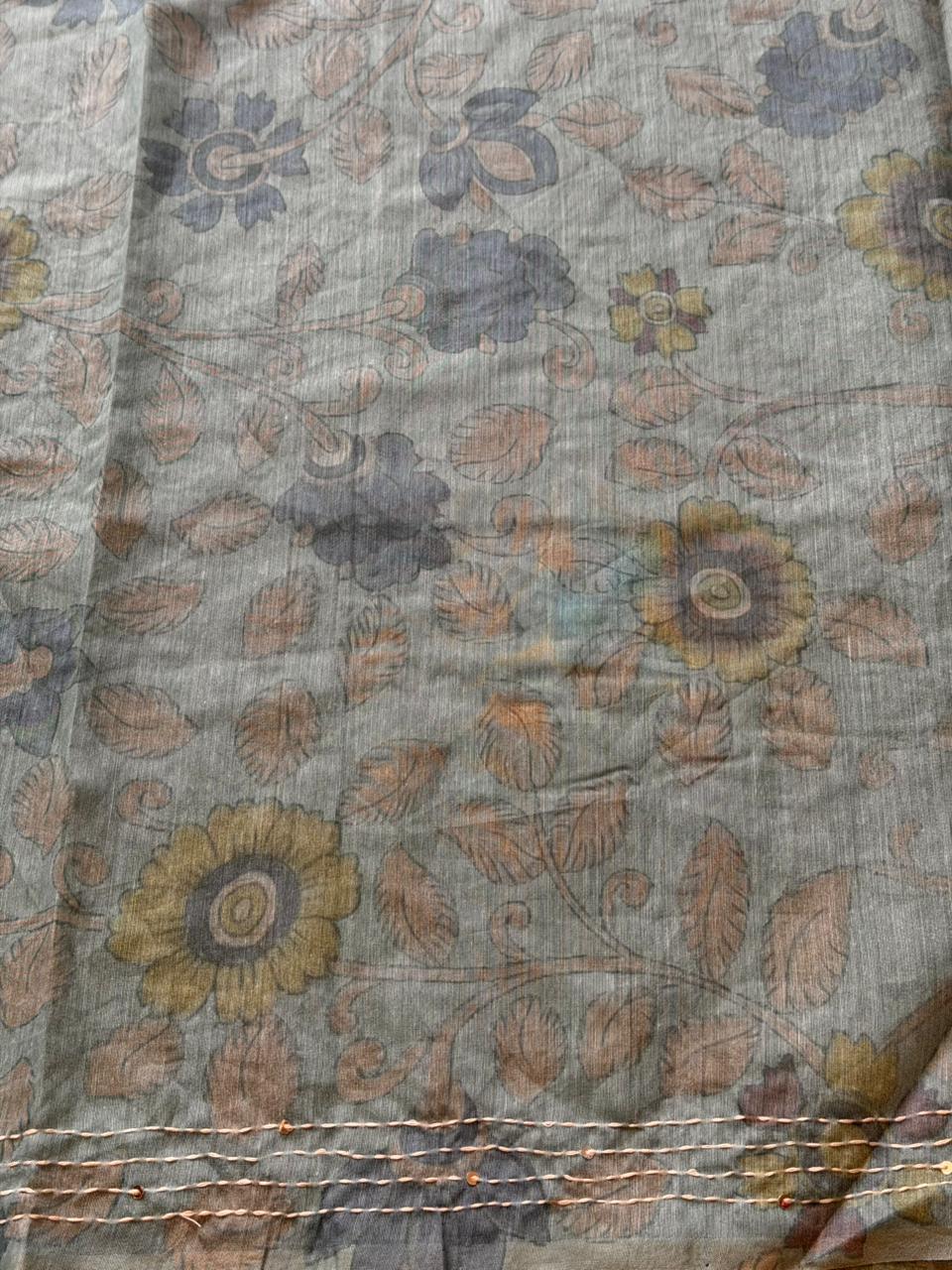 Blue mul chanderi saree- PBR26