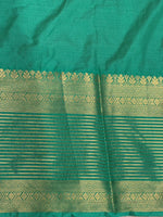 Brown and Aqua green crepe silk saree- GAL11B