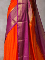 Orange and Magenta Crepe silk saree- GAL11A