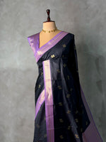 Black and Lavender silk saree - PBR23D