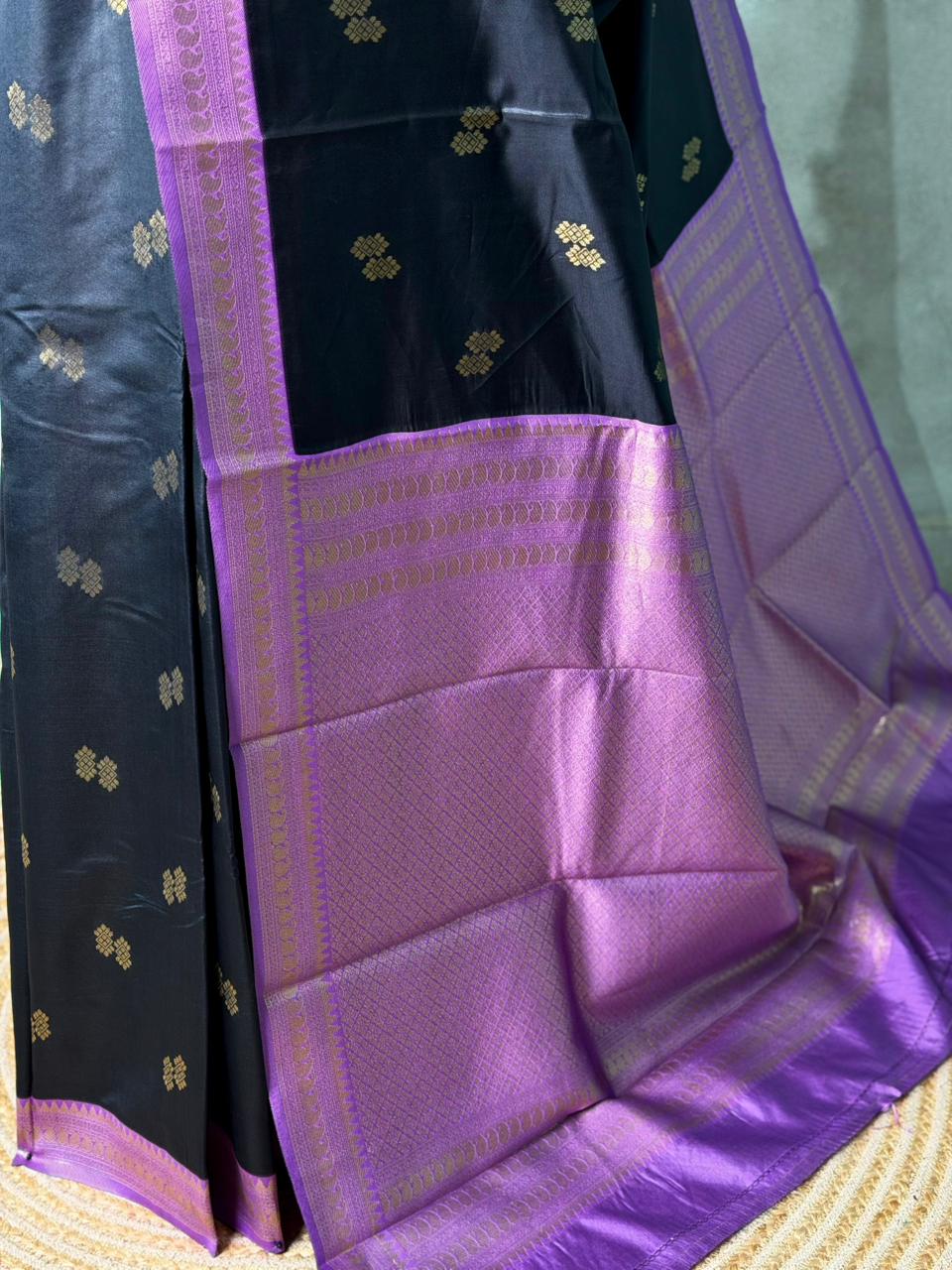 Black and Lavender silk saree - PBR23D