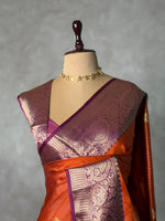 Rust Orange and Purple silk saree -BSP29