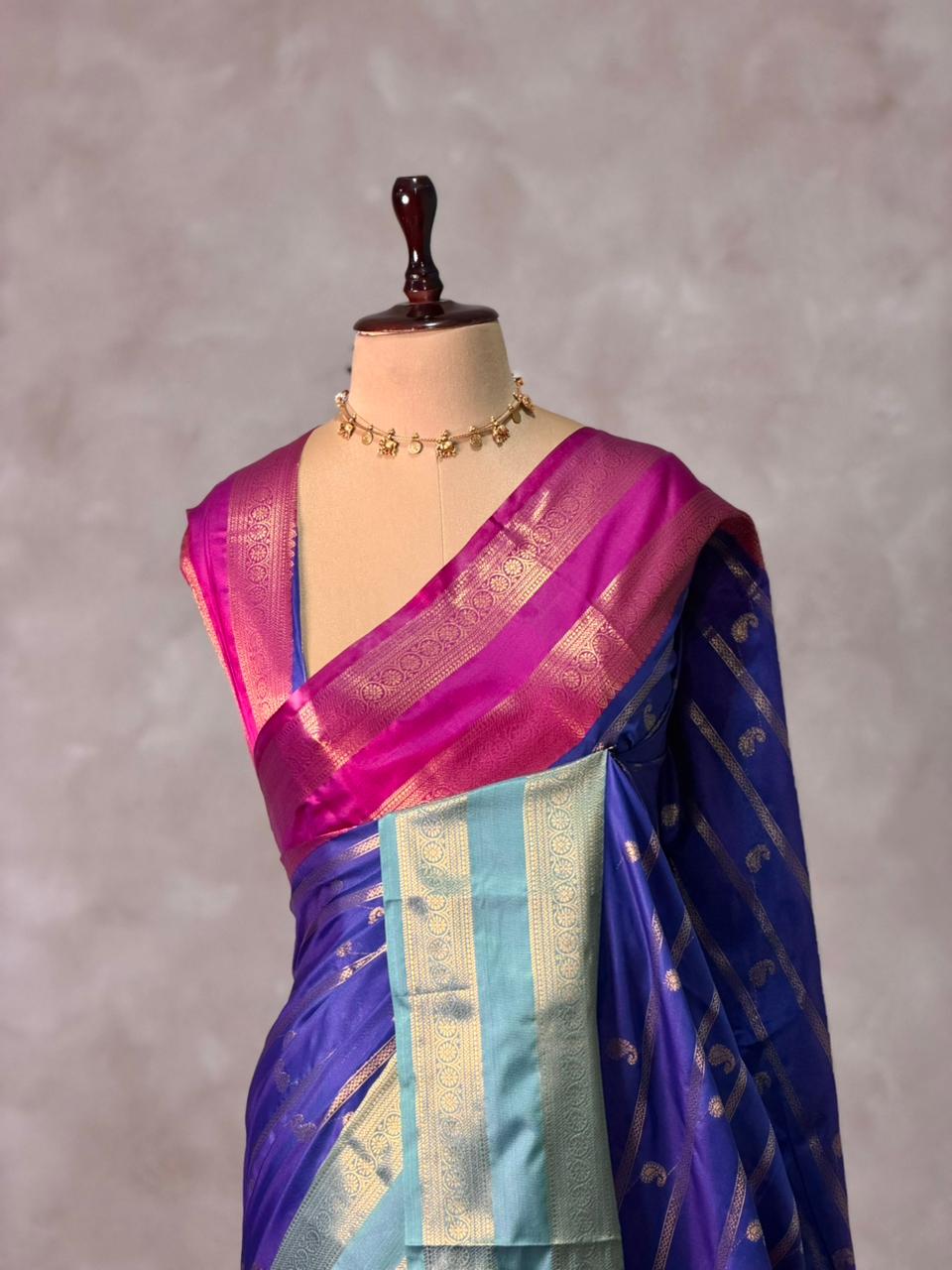 Blue banarasi silk saree- GAL14