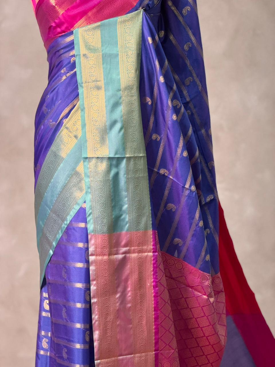 Blue banarasi silk saree- GAL14