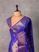 Bluish violet banarasi silk saree- GAL12A