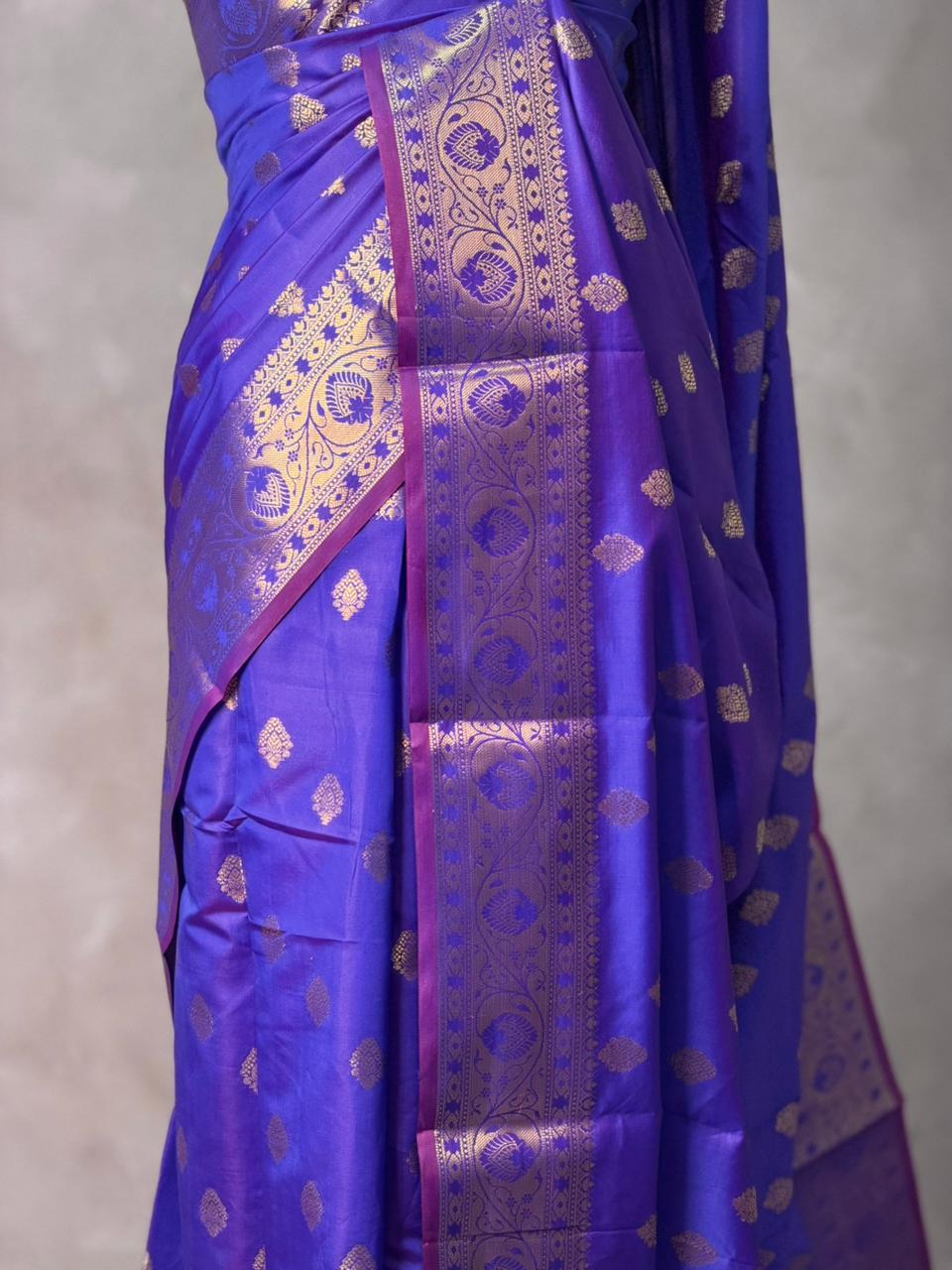Bluish violet banarasi silk saree- GAL12A