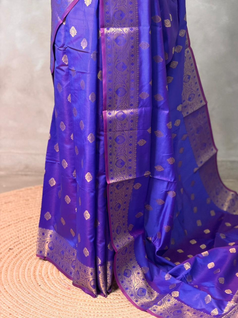 Bluish violet banarasi silk saree- GAL12A
