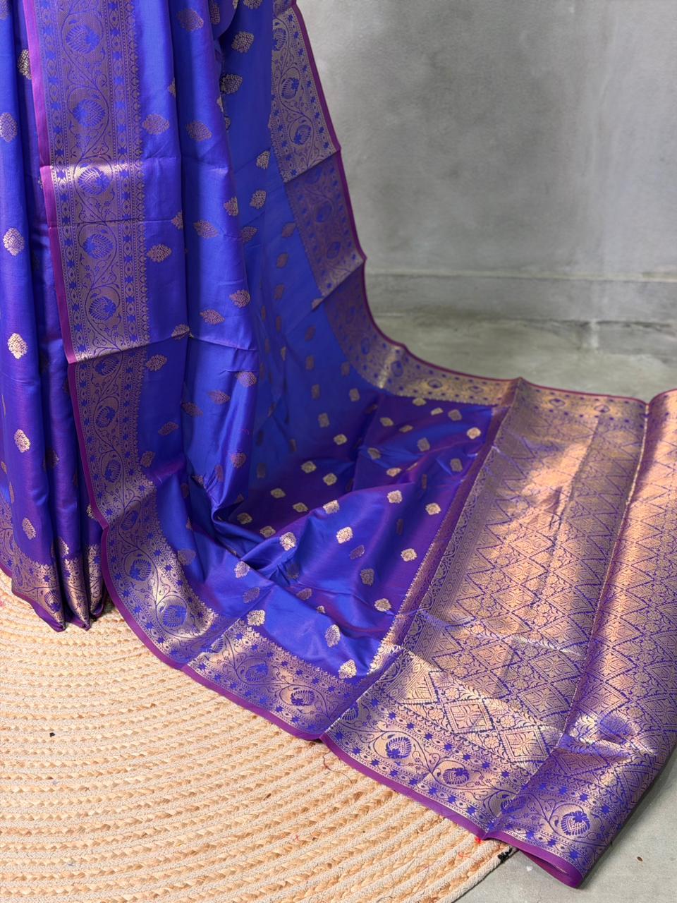 Bluish violet banarasi silk saree- GAL12A