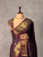Brown banarasi silk saree- GAL12C