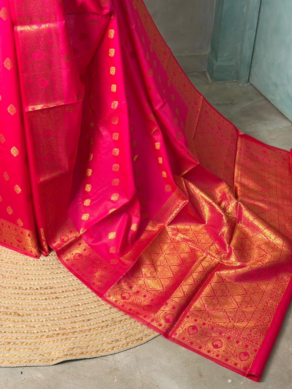 Rani pink banarasi silk saree- GAL12