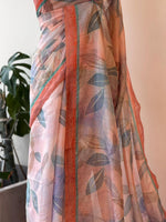 Pastal Peach Pink mul chanderi saree- PBR26I