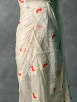 Off white Jamdani Silk cotton saree- PBR4N4